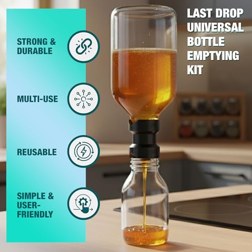 Last Drop Bottle Emptying Kit – BPA-Free Connector Fits Most Plastic Bottles – Get Every Drop of Soap, Shampoo, Lotion, Honey & More – No Waste, Easy 1-Pack