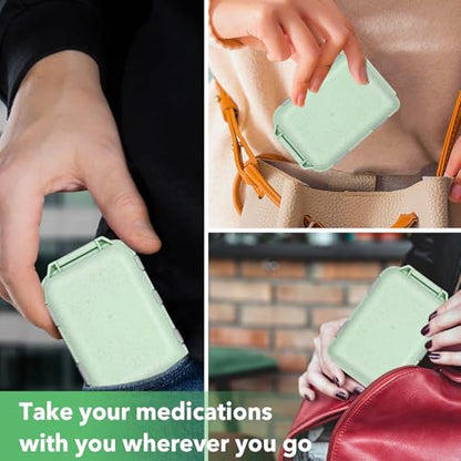 Green Foldable Pill Organizer with 189 Labels - Travel Medicine Kit (1 Pack) - color: Straw Green, size: Large