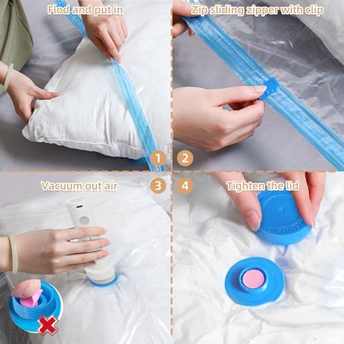 Travel Vacuum Bags with Rechargeable Pump,8 Pack Vacuum Storage Seal Bags for Clothing Suitcase Backpack, Space Saver Compression Clothes Storage Bag (8 Large+Electric Pump) - style: 8 Large+Electric Pump