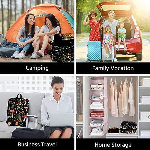 6 Pcs Compression Packing Cubes Waterproof Suitcase Travel Bag Luggage Backpack Organizer Travel Cubes for Packing-Black Mushroom - color: Black Mushroom