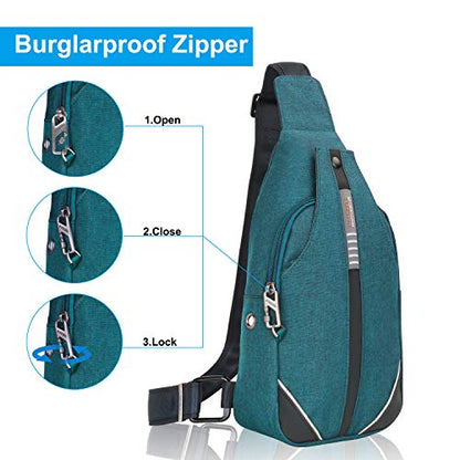 WATERFLY Tiny Crossbody Sling Backpack Anti Theft Backpack for Traveling Chest Shoulder Bag (Teal Blue) - color: Teal Blue (Small)