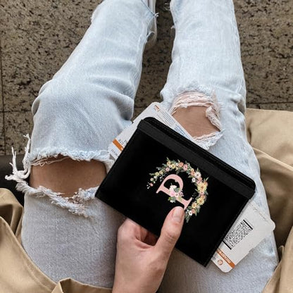 Cute Passport Holder and Holder Combo Passport Cover with RFID Blocking Women Men Compatible Wallet Credit Card Protector (Black-P) - color: Black-P