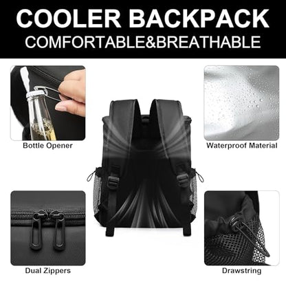 Backpack Cooler for Men and Women Insulated Waterproof Soft Lightweight Cooler Bag Leakproof 30 Cans Travel Camping Picnic Beach - color: Black, size: 30 Cans