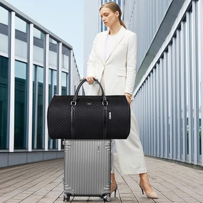 Convertible 2-in-1 Garment Bags for Travel, 50L Carry On Garment Duffle Bag With Shoe Compartment Large Weekender Bag for Women Men Hanging Suitcase Suit Travel Duffel Overnight Bags - color: 4-Black