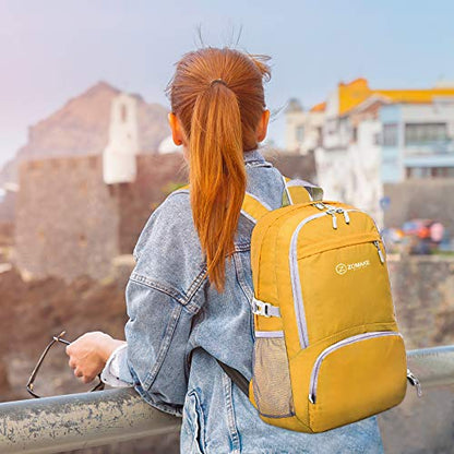 ZOMAKE Lightweight Packable Backpack 30L, Foldable Hiking Backpacks Water Resistant Compact Folding Daypack for Travel(Yellow) - color: Yellow