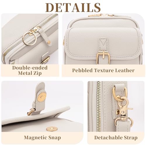 Small Crossbody Bags for Women, Vegan Leather Messenger Bag Anti Theft, Shoulder Bag with Card Slots - color: White