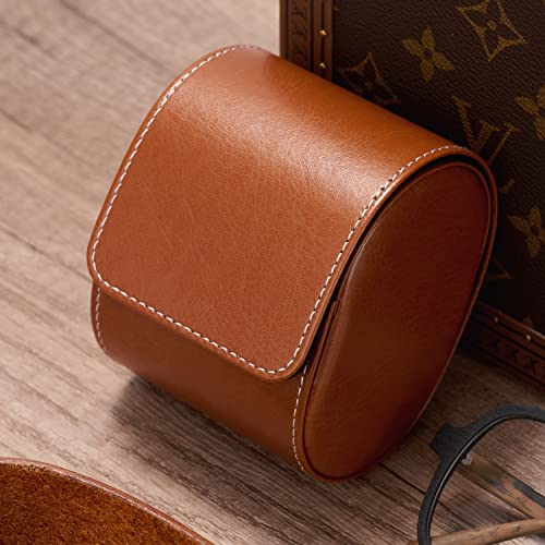 Oirlv Luxury Leather Watch Storage Box Travel Single Watch Case Watch Gift Box for Christmas Anniversary Birthday(Brown) - color: Brown