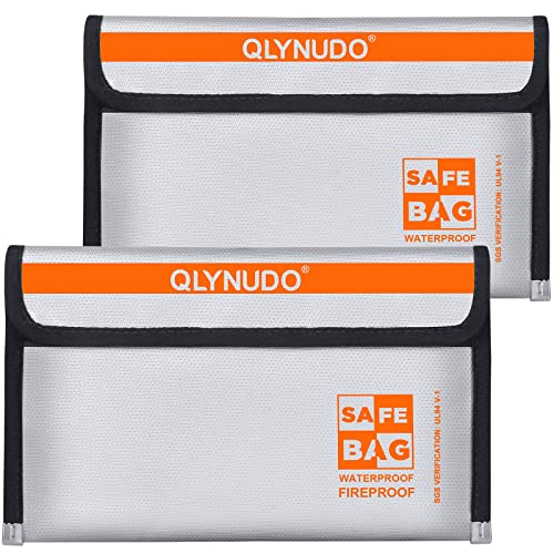 Fireproof Money Bag for Cash (2 Pack, 8x5"), Waterproof Document Pouch for Travel & Cruise, Small Fireproof Envelope for Passport & Birth Certificate Holder, Fire Resistant Cash Bag - color: small-grey+small-grey