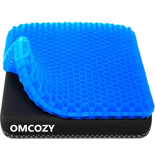 Gel Seat Cushion, Cooling seat Cushion (Super Large & Thick), Breathable Honeycomb Design Absorbs Pressure Points Seat Cushion, Gel Cushion for Office Chair, Home Car seat Cushion for Wheelchair - color: Blue