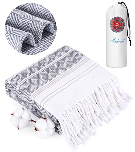 Antfuny Turkish Beach Towels Vacation Essentials Quick Dry Sand Free Oversized Bath Pool Swim Towel Extra Large XL Big Adult Travel Cruise Accessories Must Haves Clearance Stuff Necessities Gray - color: Thicker Gray, size: 72 x 36 inch