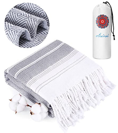 Antfuny Turkish Beach Towels Vacation Essentials Quick Dry Sand Free Oversized Bath Pool Swim Towel Extra Large XL Big Adult Travel Cruise Accessories Must Haves Clearance Stuff Necessities Gray - color: Thicker Gray, size: 72 x 36 inch