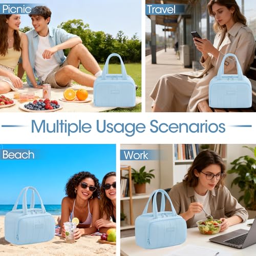 Lunch Bag for Women 7L Insulated Soft Leakproof Lunch Cooler Reusable Lunch Box for Meal Picnic Travel Work Beach Blue - color: Blue