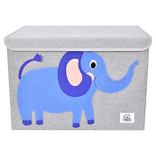 Foldable Large Kids Toy Chest with Flip-Top Lid, Collapsible Fabric Animal Toy Storage Organizer/Bin/Box/Basket/Trunk for Toddler, Children and Baby Nursery (Elephant) - color: Elephant