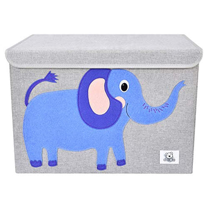 Foldable Large Kids Toy Chest with Flip-Top Lid, Collapsible Fabric Animal Toy Storage Organizer/Bin/Box/Basket/Trunk for Toddler, Children and Baby Nursery (Elephant) - color: Elephant