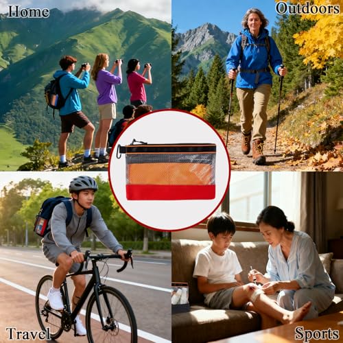 3 Packs Empty First Aid Kit Bag with Carabiner, First Aid Pouch for Home Office Travel Camping Outdoor Activities, Multifunction Emergency Medicine Storage Bag- 11.4x7 inch(Bag Only)