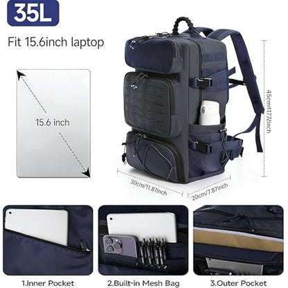 35l 1000D waterproof material,Tactical Backpack for Men and Women, Military Backpack with Shoe Compartment, Travel Hiking Hunting Gear Bag with Molle System, Blue - color: Navy Blue 35l
