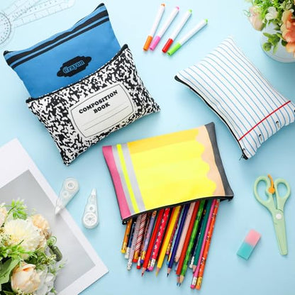 16 Pcs Teacher Appreciation Gifts Bulk Teacher Pencil Pouch Survival Kit Makeup Bags Thank You Gifts in Bulk Pencils, Crayons, Notebooks Designs Pencil Pouch Canvas 9 x 6 Inch