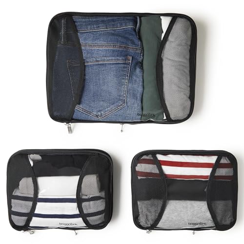 Baggallini Compression Cube 3-piece set - Lightweight Compression Packing Cubes for Travel - color: Black