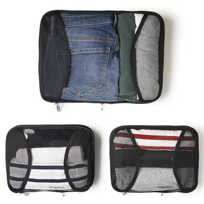 Baggallini Compression Cube 3-piece set - Lightweight Compression Packing Cubes for Travel - color: Black