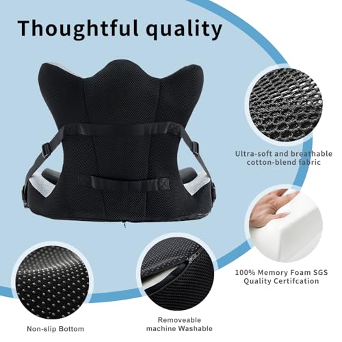 Ergonomic Back and Seat Cushions, Lumbar Support with Detachable Cover, for Back Posture and Pain Relief, Home Office Chair Alien