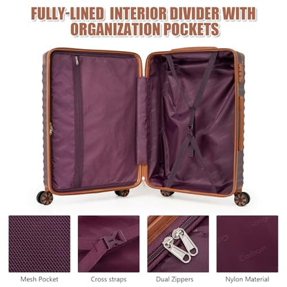 Cosbarn Luggage Sets 5 Piece with TSA Lock Spinner Wheels, Unisex Hard Case ABS Suitcase Set, Hardshell Lightweight Waterproof Travel Hardside Suitcases with Wheels for Women Men, Burgundy - color: Burgundy, size: 5 Piece Sets (20/24/28/Db/Tb)