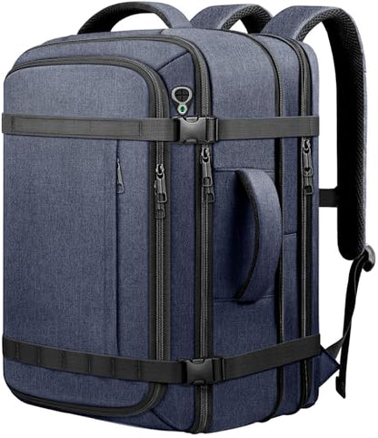 Flight Approved Travel Backpack with LifetimeWarranty,Expandable Carry on Backpack 40-50L with Cable Access Port,Fits 17.3"Laptop,Flight TSA friendly,Anti Theft Laptop Backpack Travel,Commuting,Blue - color: Blue, size: 17.3inch (19"x12.5"x8.5")