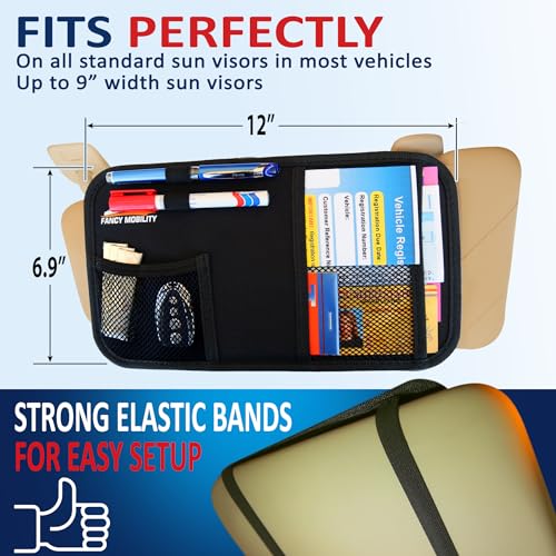 Car Sun Visor Organizer - Auto Accessories Document Holder - Car, Truck, SUV Registration & Insurance Storage Pouch - Road Trip Essential Gift for Any Driver - Comes With a Unique eBook - size: 1 Pack (Black)