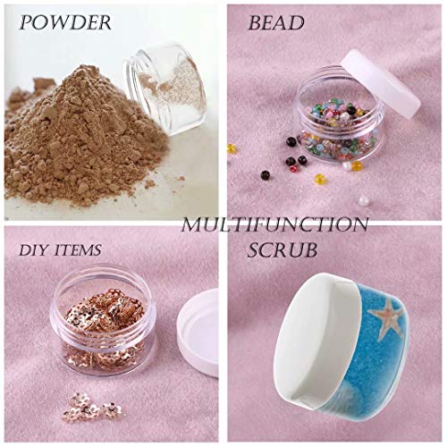 5 Gram Sample Containers with Lids, Mini Makeup Containers, Empty Plastic Travel Cosmetic Containers with Labels(25 Count, White Lid) - color: White