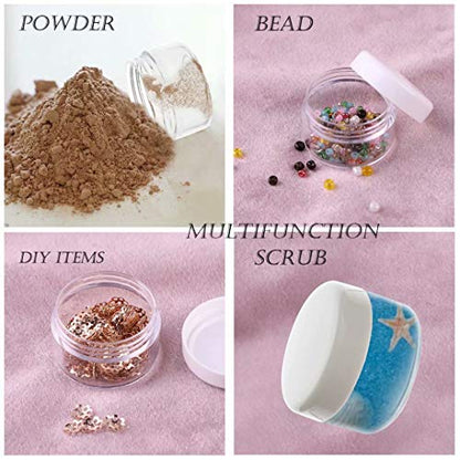 5 Gram Sample Containers with Lids, Mini Makeup Containers, Empty Plastic Travel Cosmetic Containers with Labels(25 Count, White Lid) - color: White