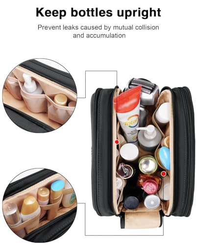 Toiletry Bag for Men & Women, Cruise Ship Travel Essentials, Shaving Dopp Kit with Dry and Wet Separation, Water-resistant Bathroom Cosmetic Organizer Bag, Makeup Accessories with Trolley Belt, Black - color: Black