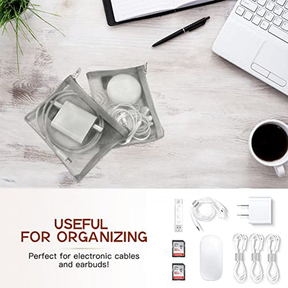 EASYFUN Small Zipper Pouch，6 Pieces Mini Mesh Pouch Coin Purse Portable Cosmetic Case Mesh Storage Bags with Key Kit Small Item Organizer,5 x 4 Inch - color: Grey