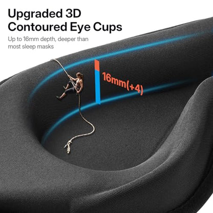 LitBear Long Lash Sleep Mask for Women Men Side Sleeper, 3D Contoured Light Blocking Sleeping Mask, Soft Comfortable Eye Mask Sleep with Adjustable Strap, Pouch for Travel, Black - color: Black