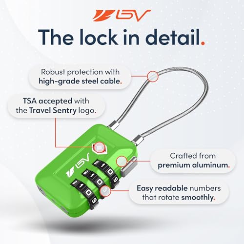 TSA Accpeted Luggage Travel Lock, Set-Your-Own Combination Lock for School Gym, Golf Bag, Locker, Luggage Suitcase Baggage Locks, Filing Cabinets, Toolbox, Case (Green, 2 Pack) - color: Green, size: 2 Pack