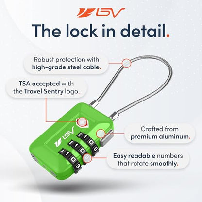 TSA Accpeted Luggage Travel Lock, Set-Your-Own Combination Lock for School Gym, Golf Bag, Locker, Luggage Suitcase Baggage Locks, Filing Cabinets, Toolbox, Case (Green, 2 Pack) - color: Green, size: 2 Pack