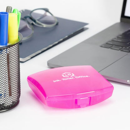 LD Products Pink Mini Office Supply Kit Portable Case with Scissors, Paper Clips, Tape Dispenser Set, Pencil Sharpener, Mini Stapler with Staples and Staple Remover - color: Pink