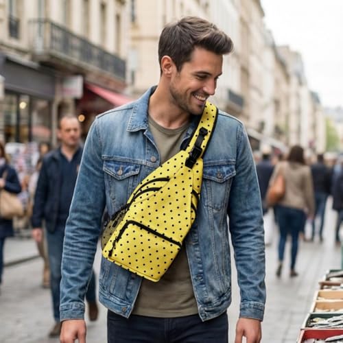 Yellow Dots Crossbody Sling Bag Men Women, Casual Shoulder Backpack, Chest Daypack Satchel for Hiking Travel - color: Color 10