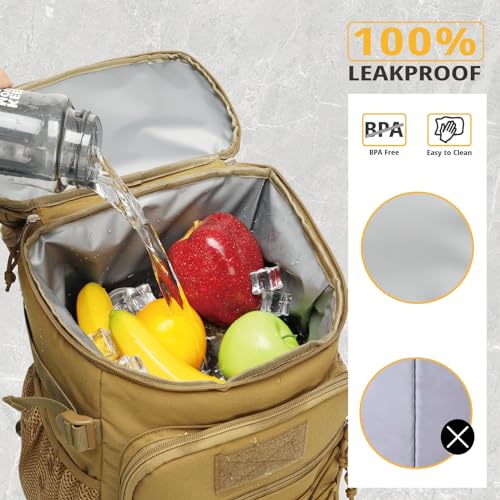 25L Backpack Cooler Keep All Drink Cold for Long Periods of Time Cooler Backpack Insulated Waterproof Portable High Durability Small Cooler Backpack with Compartment for Hiking Camping Beach - color: Brown
