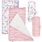 Moonsea Nap Mat for Toddlers Elephant with Pillow Blanket, Lightweight Perfect for Toddler Preschool, Daycare, Travel Sleeping Bag Boys Girls, 21" x 50" Fit on a Standard Cot - color: Floral and Pink Star (Pack of 2)