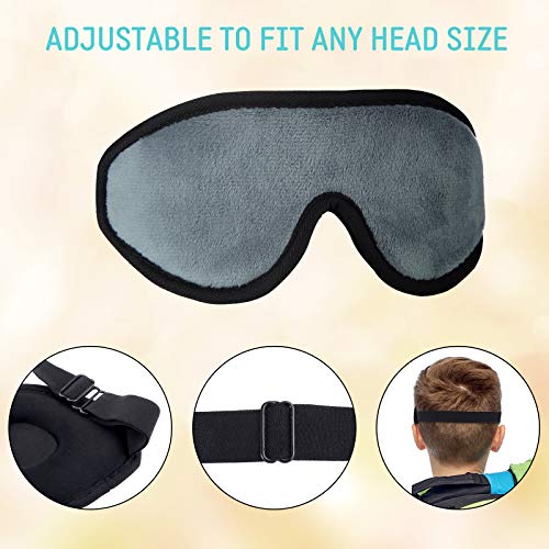 2 Pieces 3D Sleep Mask for Kids Memory Foam Contoured Eye Mask, Travel Sleep Eye Cover with Adjustable Strap, 3D Blindfolds(Pink and Grey) - color: Pink and Grey