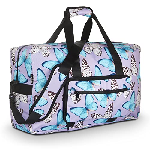 F.FETIVIN Weekender Bag Carry On Travel Duffle Medium Overnight Bag for Women(Butterfly) - color: A-Butterfly