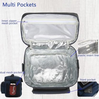 FlowFly Lunch Bag, Insulated Cooler, Thermal Lunch Box Tote with MOLLE/PALS Webbing, Adjustable Padded Shoulder Strap, for Tactical Men Women Adults and Boys Girls Kids (Cyan, Large) - color: Cyan, size: Large
