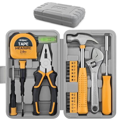 Hi-Spec Tool Kit Yellow 20pc. Small Tool Kit for Home DIY & Office Repairs. Compact and Lightweight Essential Tools in a Portable Book-Sized case. - color: Light Yellow