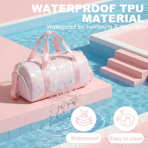 Gym Bag Sports Duffle Bag with Wet Pocket Weekender Overnight Bags with Waterproof Shoe Pouch and Air Hole for Girls Kids Women Workout Travel Bags (Light Pink) - color: Light Pink