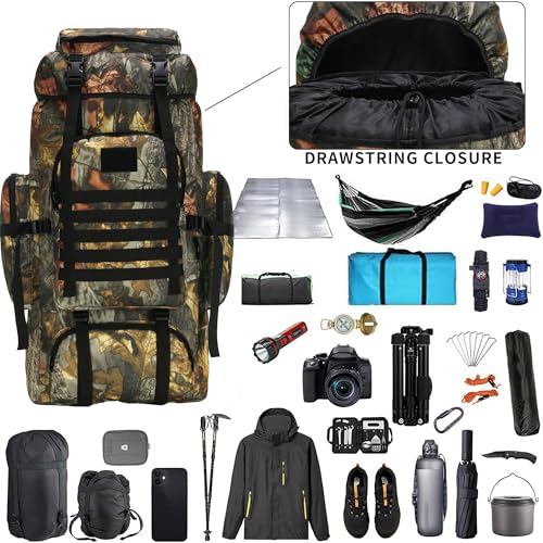 Hiking Backpack for Men 70L/100L Camping Backpack Military Rucksack Molle 3 Days Assault Pack for Climbing | Camping Backpack - color: 70l-huban
