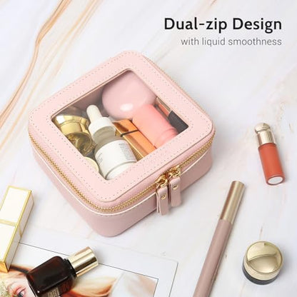 Aveniee Mini Clear Makeup Bag, Small Cosmetic Bags Travel Toiletry Pouch Organizer, TSA Approved Make up Case with Zipper, Car Bag for Essentials,Pink - color: Pink, style: Mini Chic