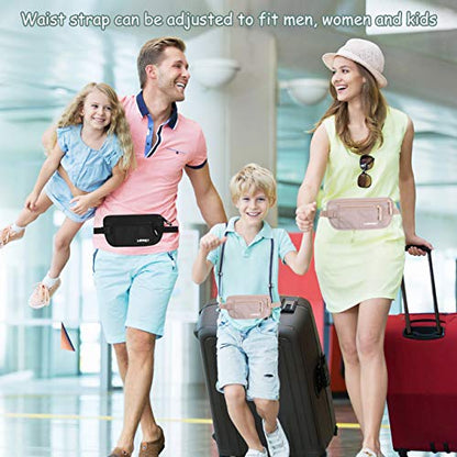 Money Belt for Travel Women and Men Slim Hidden Travel Wallet with RFID Blocking - color: Beige