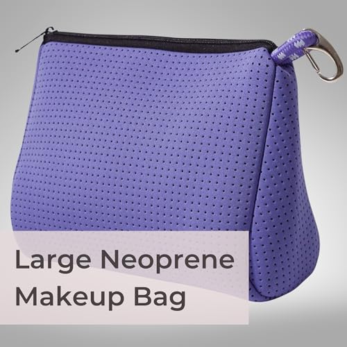 POPUPS Large Makeup Bag with Zipper - Waterproof Neoprene Cosmetic Bag 7.7 x 10.75 x 5 inches - Pouch Veri Peri - color: Basic Veri-Peri