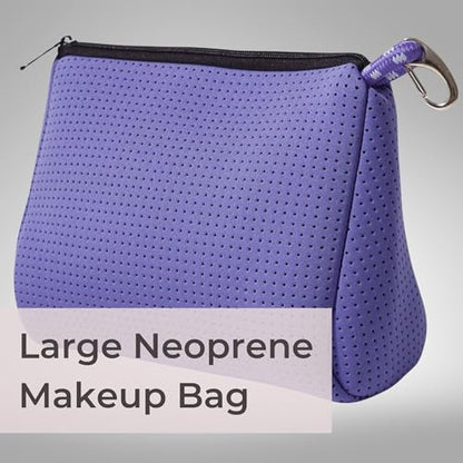 POPUPS Large Makeup Bag with Zipper - Waterproof Neoprene Cosmetic Bag 7.7 x 10.75 x 5 inches - Pouch Veri Peri - color: Basic Veri-Peri