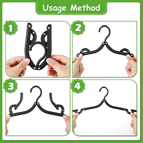 Folding Travel Hangers Foldable with Clips Folding Clothes Hangers Portable Foldable Hangers Collapsible Coat Hanger Travel Drying Rack for Clothes (Black, 12 Pieces) - color: Black