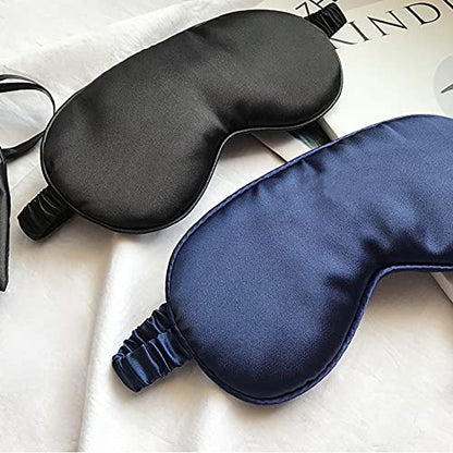 Silk Satin Sleeping Eye Mask, Navy Sleep Eye Night Blindfold for Women and Men, Soft Breathable Blackout Eyeshade Eye Cover for Travel, Wedding Bridesmaid Gift - color: Navy